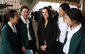 Melinda Tankard Reist with schoolgirls.