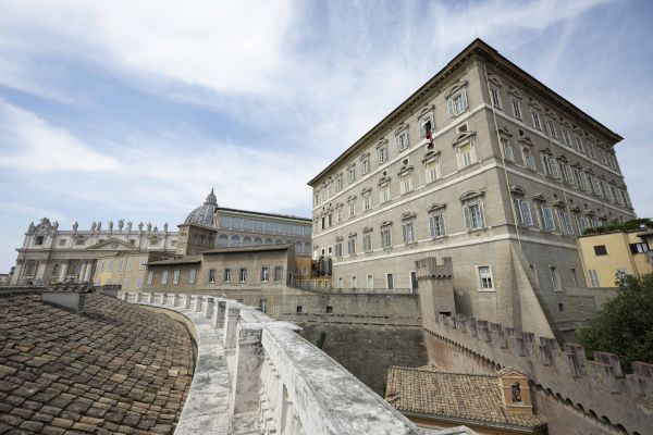 Pope Francis gives his weekly Angelus address every Sunday from a window of the Apostolic Palace, part of Vatican City State. Vatican Media