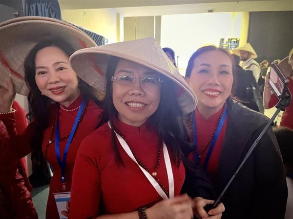 Catholics from Vietnam at Mass with Pope Francis in Ulaanbaatar, Mongolia, on Sept. 3, 2023. Credit: Courtney Mares/CNA