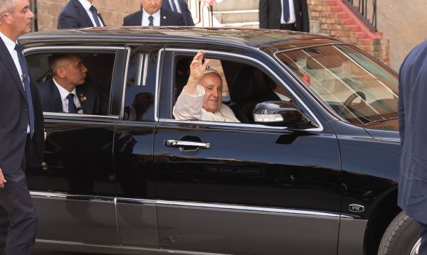 Pope Francis greets the crowds at the apostolic prefecture on Sept. 1, 2023, in Ulaanbaatar, Mongolia, where the pope will be staying for the duration of the four-day trip. The pope was met with enthusiasm by representatives of Mongolia’s small Catholic community of only 1,450 Catholics. Credit: Colm Flynn/EWTN News