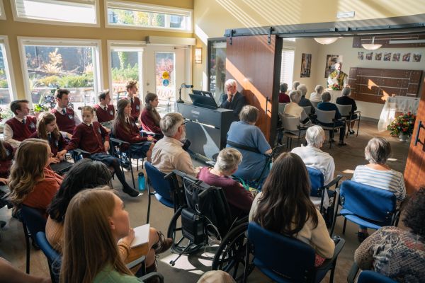 Attendees at the Mass of a Lifetime event, a special Sunday Mass for residents of a local retirement home held on Oct. 15, 2023, in Calgary, Alberta. Credit: Amanda Achtman