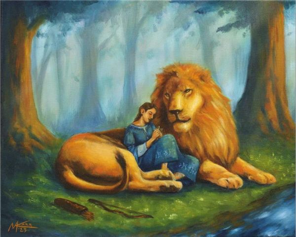 "Defenses Down" commission by Mattie Karr, oil on canvas, 2023. Credit: Mattie Karr