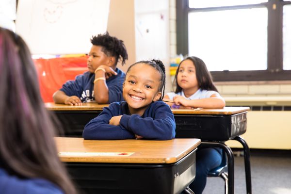Elementary students in class at Metro Catholic School, another Partnership School in Cleveland, in 2022. Credit: Leila Sutton/Partnership Schools