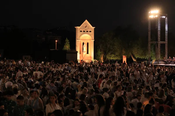 An estimated 7,000 people gathered to celebrate the beatification of Patriarch Estephan Douaihy on August 2, 2024, in Bkerké, Lebanon. Credit: Marwan Semaan/ACI MENA