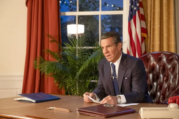 Actor Dennis Quaid as Ronald Reagan in the new movie 'Reagan.'. Credit: Rawhide Pictures