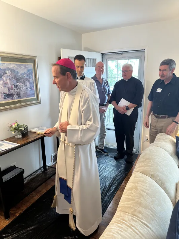 Bishop Michael Burbidge of Arlington, Virginia, blesses Mary’s Comfort maternity home on Aug. 9, 2024. Credit: Mary’s Comfort