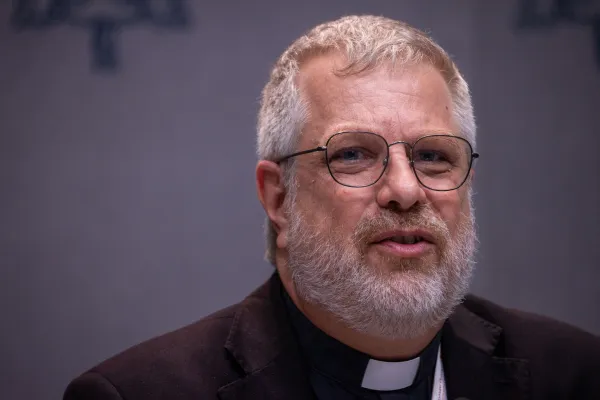 Father Giacomo Costa, special secretary of the Synod on Synodality, said during an Oct. 3, 2024, press briefing that this month’s discussions held in the Vatican should serve as “laboratories of synodal life.” Credit: Daniel Ibañez/CNA