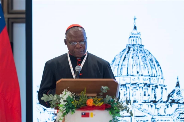 Cardinal Dieudonné Nzapalainga, the archbishop of Bangui in the Central African Republic, speaks at a celebration of Taiwan’s 113th National Day at a reception organized by the Embassy of the Republic of China to the Holy See in Vatican City, Wednesday, Oct. 2, 2024. Credit: Embassy of the Republic of China to the Holy See