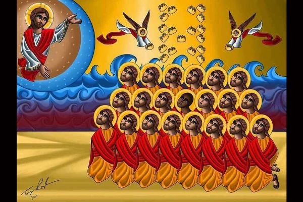 Icon of the 21 Martyrs of Libya. Image courtesy of Tony Rezk, via tonyrezk.blogspot.com.