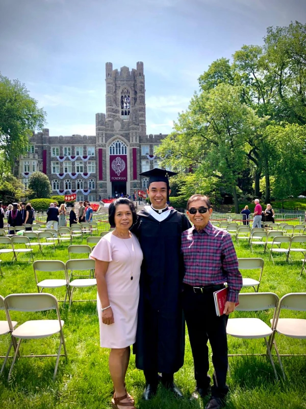 Jeff Miraflor with his parents upon his graduation from Fordham University. Credit: Courtesy of Jeff Miraflor