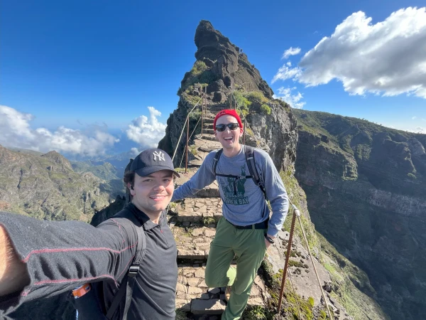 Deacon Nicholas (Nico) Stellpflug with a friend on the "Pico do Arieiro" peak in Madeira, Portugal, during Christmas break 2023. Credit: Photo courtesy of Deacon Nicholas Stellpflug