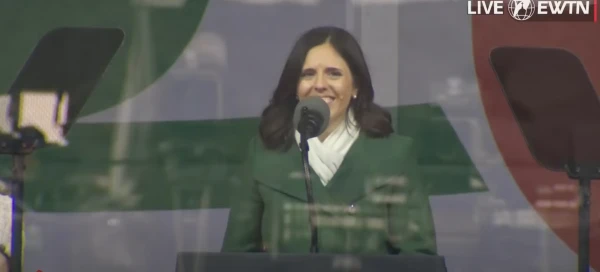 Incoming March for Life president Jennie Bradley Lichter addresses the crowd at the rally on the National Mall on Jan. 24, 2025. Credit: EWTN Screenshot