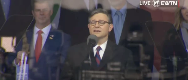 Speaker of the House Mike Johnson described himself as a “product of an unplanned teen pregnancy,” in his speech on behalf of the unborn on Jan. 24, 2025. Credit: EWTN screenshot