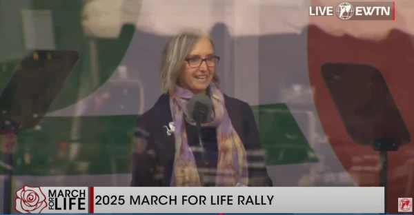 Dr. Catherine Wheeler, a former abortionist who is now a pro-life obstetrician, speaks at the March for Life on Jan. 24, 2025, at the National Mall in Washington, D.C. Credit: EWTN/Screenshot