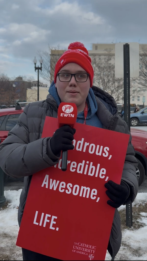 “I march for many reasons,” CUA freshman Jackson Russell told CNA. “But the biggest one is that I’m autistic, and abortion attacks autistic people the most.” Credit: Migi Farara/EWTN News