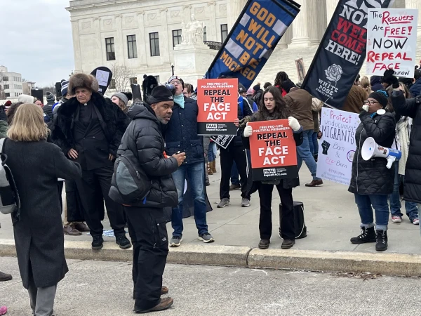 Members of the Progressive Anti-Abortion Uprising urge repeal of the FACE Act, Jan. 24, 2025. Credit: Credit: Tyler Arnold/CNA.