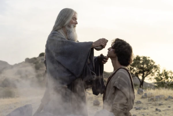 Samuel (Stephen Lang) and David (Michael Iskander) in "House of David." Credit: Nikos Nikolopoulos/Prime