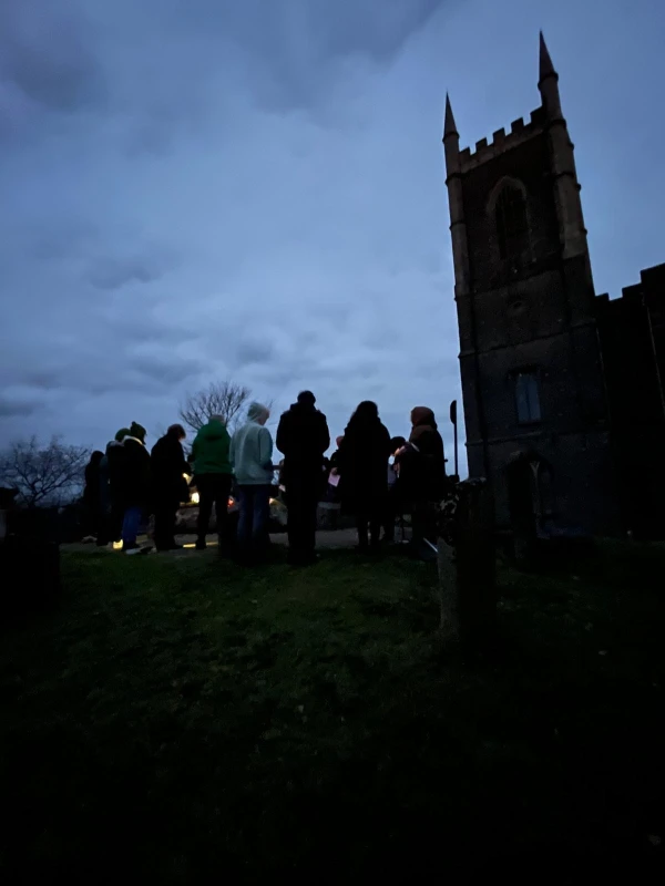 For the third year in a row, a group of Christians gathered at dawn on March 17, 2025, around St. Patrick's grave in Downpatrick, County Down, in Ireland to pray the Our Father 100 times for peace and unity. Credit: Siobhán Brennan