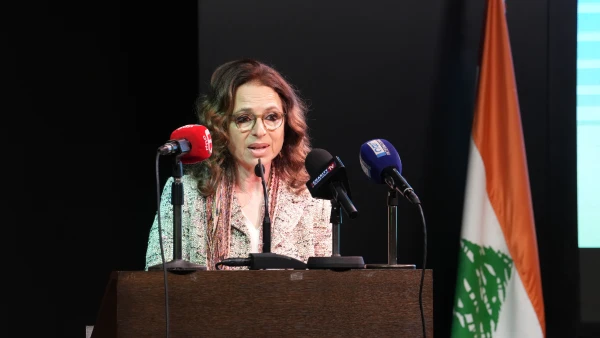 The Lebanese Minister of Tourism, Laura Khazen Lahoud, speaks at the launch event of Caminos Lebanon on March 28, 2025. Credit: Marwan Semaan/ACI MENA