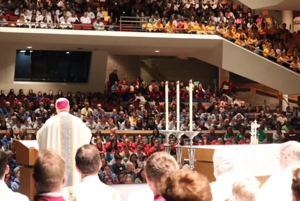 Bishop Michael McGovern preaches at the Mass for life during the Illinois March for Life in Springfield on Tuesday, March 25, 2025. Credit: Diocese of Springfield