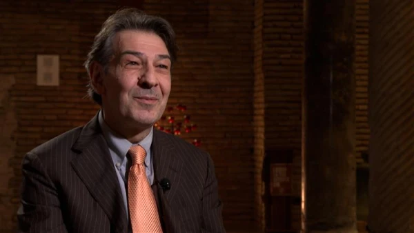 Daniele Venturi, founder of Papaboys, speaks to EWTN News in a Feb. 4, 2025, interview in the Church of St. Lawrence in Piscibus in Rome. Venturi died unexpectedly on March 13, 2025, at the age of 55. Credit: Fabio Gonnella/EWTN News