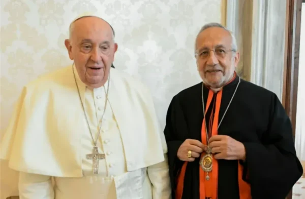 Pope Francis meets Patriarch Raphael Bedros XXI Minassian at the Apostolic Palace. Credit: Vatican Media