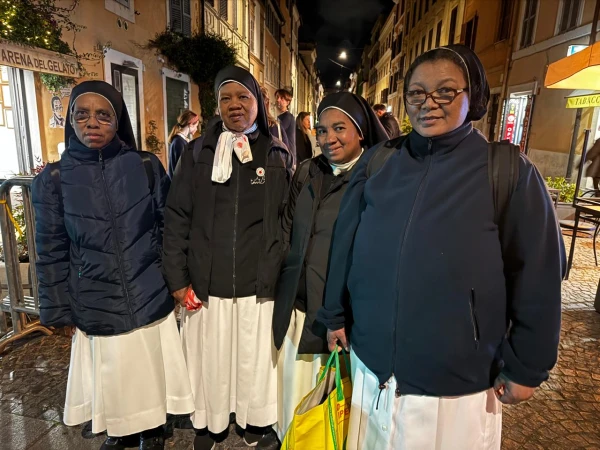 A group of African nuns, Disciples of the Sacred Heart, line up for the procession following Pope Francis' funeral. Credit: Ursula Murua/EWTN News