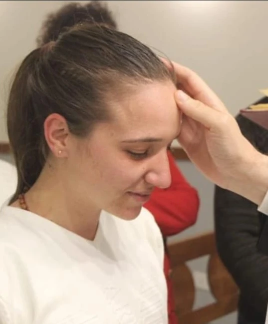 Baptism of Iman Hijaze at the Shrine of Our Lady of Lebanon in Harissa, March 1, 2021. Credit: Photo courtesy of Iman Hijaze