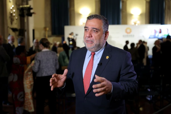 Ruben Vardanyan speaks at the 2022 “Aurora Dialogues: Tribute to the 2022 Aurora Humanitarians” on Oct. 15, 2022, in Venice, Italy. Vardanyan, a former high-ranking official in the ethnic Armenian enclave of Nagorno-Karabakh, was arrested by Azerbaijan authorities on Sept. 27, 2023, as he attempted to flee the region along with over 50,000 other ethnic Armenian refugees. Credit: Victor Boyko/Getty Images for Aurora Humanitarian Initiative