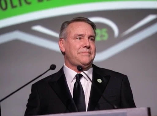 Catholic Education Foundation president Richard Lechleiter speaks at the 35th annual Salute to Catholic School Alumni dinner in downtown Louisville at Galt House Hotel on March 18, 2025. The dinner had a sellout crowd of more than 1,300 guests and raised $1.7 million for the Catholic Education Foundation. Credit: Catholic Education Foundation