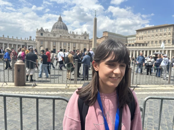 Perugia, Italy, resident Anna Maria Gargiulo attends the celebration of the Jubilee of People with Disabilities in Rome on Monday, April 28, 2025. Credit: Courtney Mares/CNA