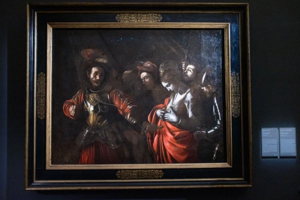 The final part of the exhibition features Caravaggio last paintings in Naples, including “The Martyrdom of Saint Ursula.”. Credit: Daniel Ibañez/EWTN News
