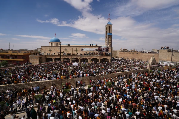 Close to 20,000 Christian gather in Qaraqosh, Iraq, on April 13, 2025, to celebrate Palm Sunday and the beginning of Holy Week. Credit: Ismael Adnan/ACI MENA