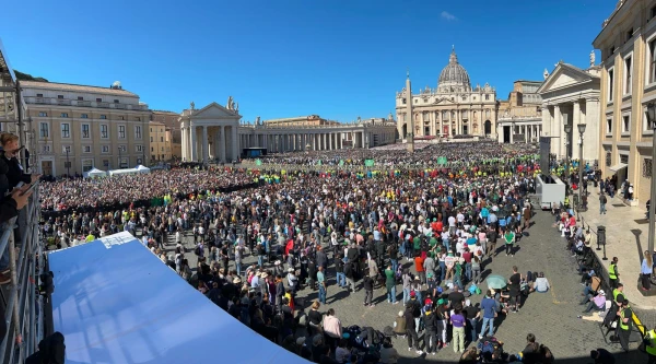 View of St. Peter's Basilica during the funeral Mass of Pope Francis on April 26, 2025. Credit: Peter Gagnon/EWTN