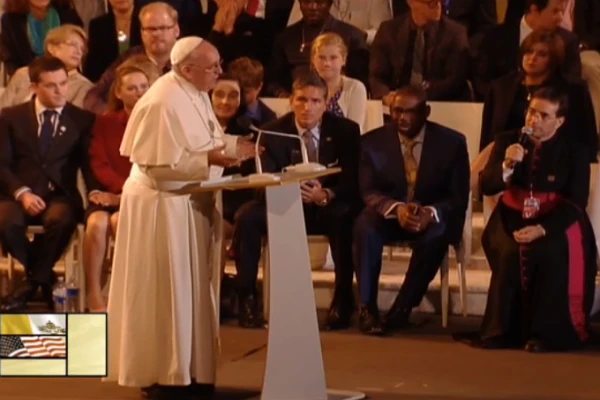Pope Francis addresses the Festival of Families in Philadelphia on Sept. 26, 2015. Credit: EWTN