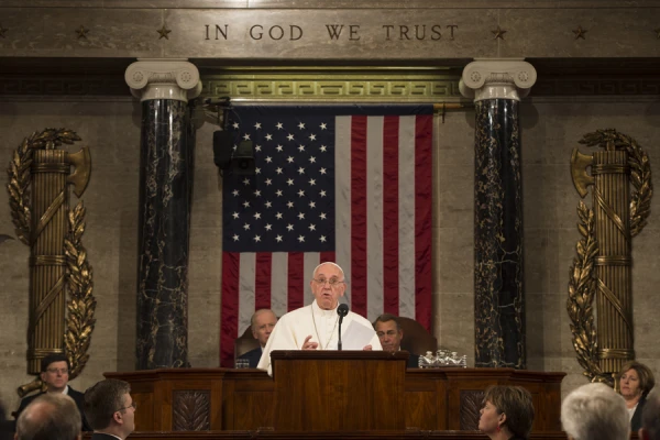 Pope Francis speaks to the U.S. Congress in Washington, D.C., on Sept. 24, 2015. Credit: L'Osservatore Romano