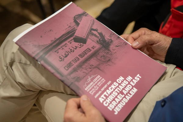Rossing Center's annual report, “Attacks on Christians in Israel and East Jerusalem,” was presented on March 27, 2025, at the Notre Dame of Jerusalem Center. The findings in the report were presented on March 27, 2025, at the Notre Dame of Jerusalem Center. Credit: Marinella Bandini