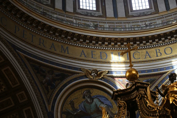 The interior dome of St. Peter's Basilica during Holy Thursday liturgy, April 17, 2025. Credit: Zofia Czubak/EWTN News