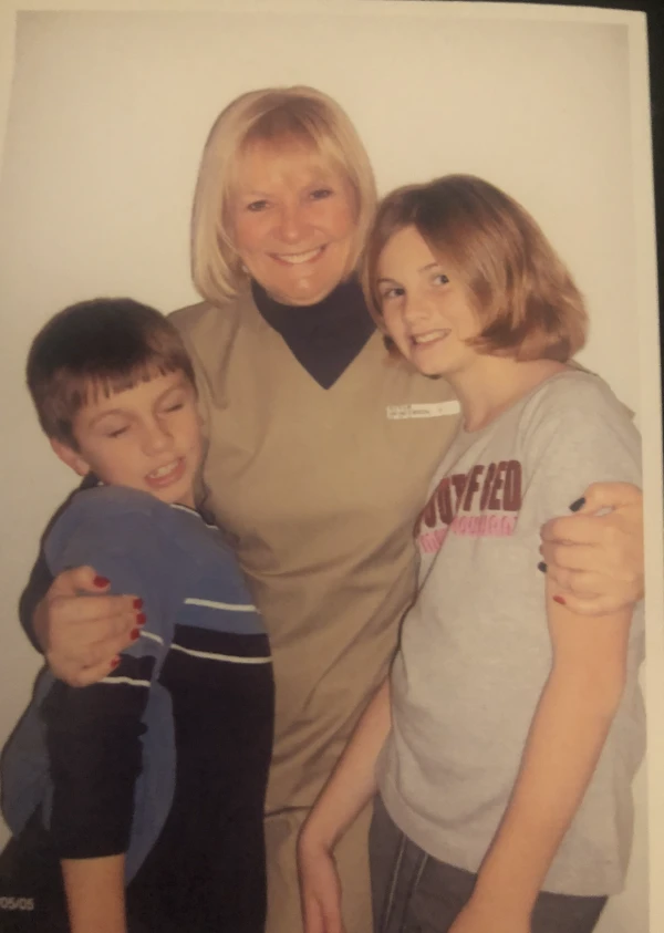 Judy Henderson with her children, Angel and Chip, during a visit in prison. Credit: Courtesy of Judy Henderson