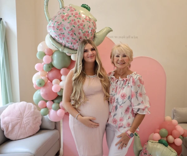 Judy Henderson with her granddaughter, Jordan Bloss, at her baby shower. Credit: Photo courtesy of Judy Henderson