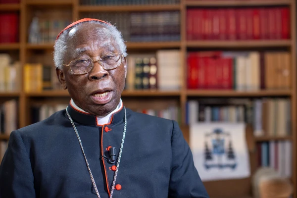 Cardinal Francis Arinze speaks to EWTN News on Thursday, Feb. 20, 2025. Credit: Daniel Ibáñez/CNA