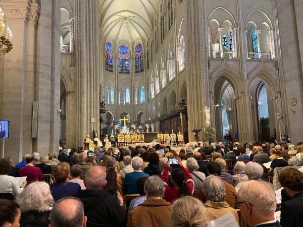 On the occasion of the World Day of Eastern Christians on May 25, 2025, a Divine Liturgy was celebrated at Notre-Dame Cathedral in Paris presided over by Cardinal Louis Raphaël Sako, patriarch of the Chaldean Catholic Church. Credit: Leila Tahan