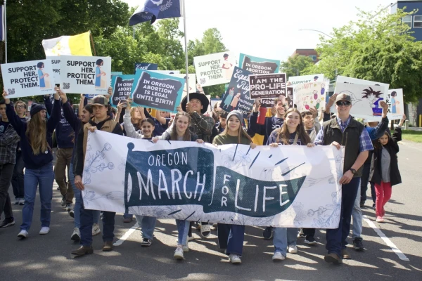Hundreds of participants march in the Oregon March for Life on May 17, 2025, in Salem, Oregon. Credit: Oregon Right to Life