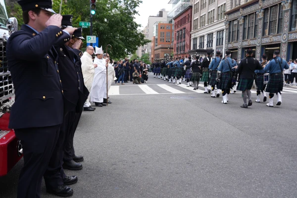 First responders and clergy process through downtown Washington, D.C., for the 31st annual Blue Mass on Tuesday May 6, 2025. Credit: Madalaine Elhabbal/CNA
