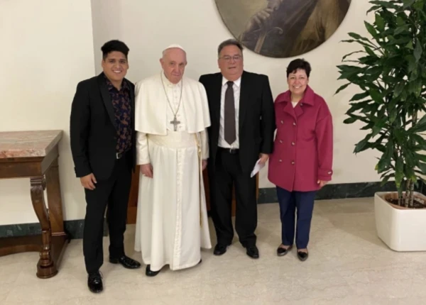 Pivato with his wife and son visiting Francis. Credit: Photo courtesy of Marcelo Pivato