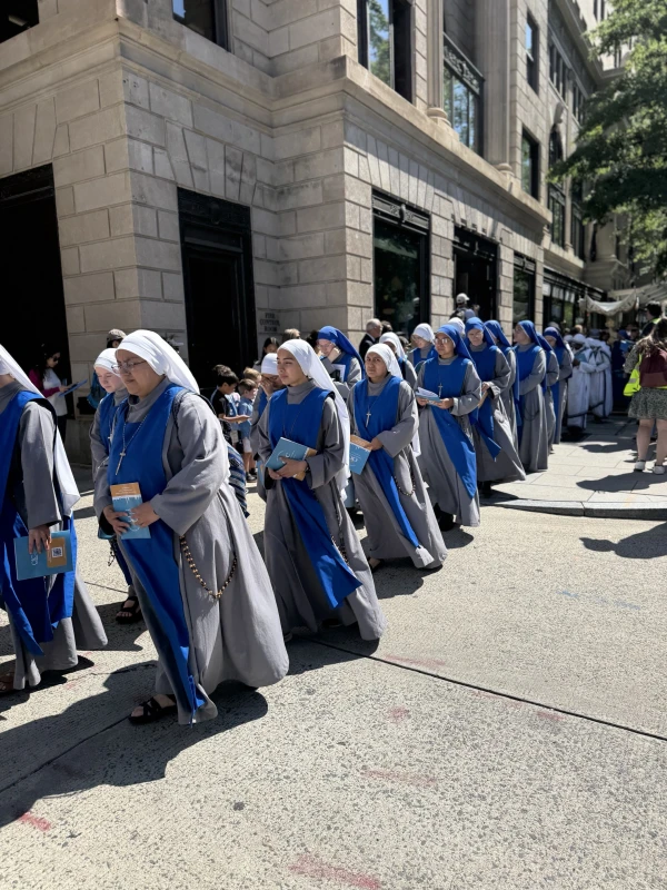 Women religious process during a Eucharistic procession through Washington, D.C., Saturday, May 17, 2025. Credit: Tessa Gervasini/CNA