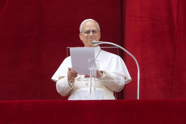 Pope Leo XIV smiles as a jubilant crowd joins in prayer on Sunday, May 11, 2025. Credit: Daniel Ibáñez/CNA
