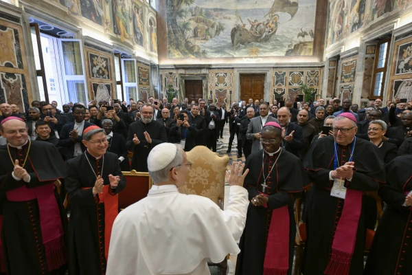 Pope Leo XIV addresses members of the Pontifical Missions Societies on May 22, 2025, at the Vatican. Credit: Vatican Media