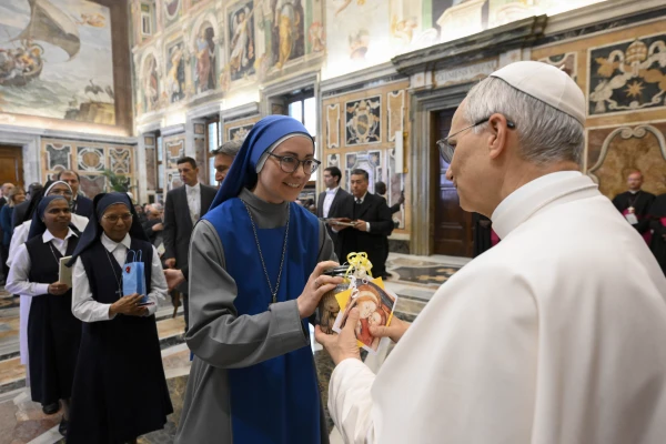 Pope Leo XIV greets members of the Pontifical Missions Societies on May 22, 2025, at the Vatican. Credit: Vatican Media