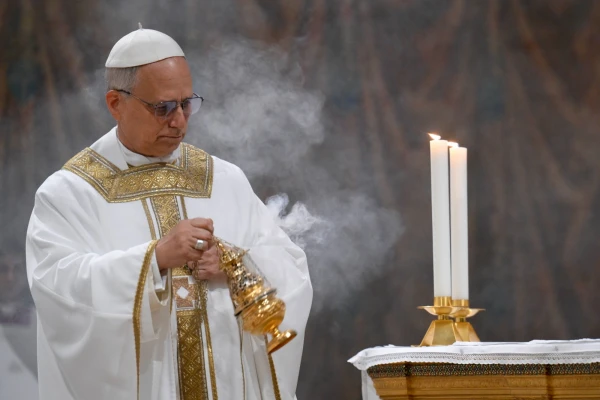 Pope Leo XIV incenses the altar of the Sistine Chapel during his first Mass as pope, Friday, May 9, 2025. Credit: Vatican Media